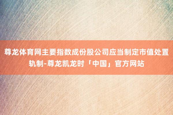 尊龙体育网主要指数成份股公司应当制定市值处置轨制-尊龙凯龙时「中国」官方网站