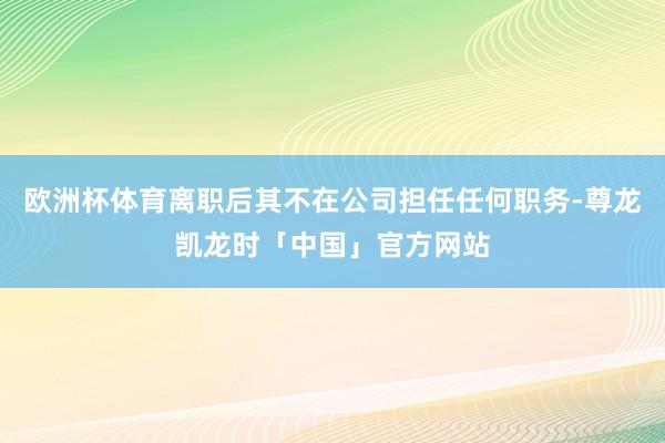 欧洲杯体育离职后其不在公司担任任何职务-尊龙凯龙时「中国」官方网站