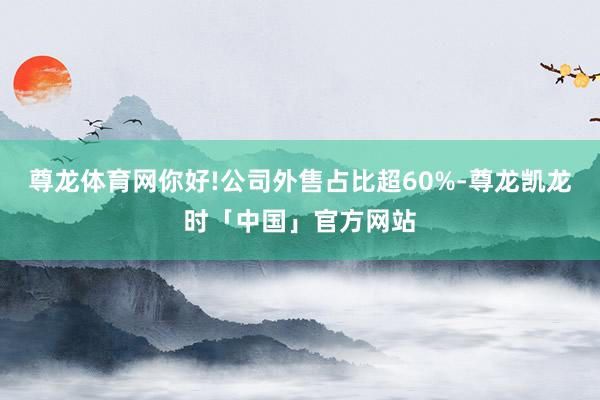 尊龙体育网你好!公司外售占比超60%-尊龙凯龙时「中国」官方网站